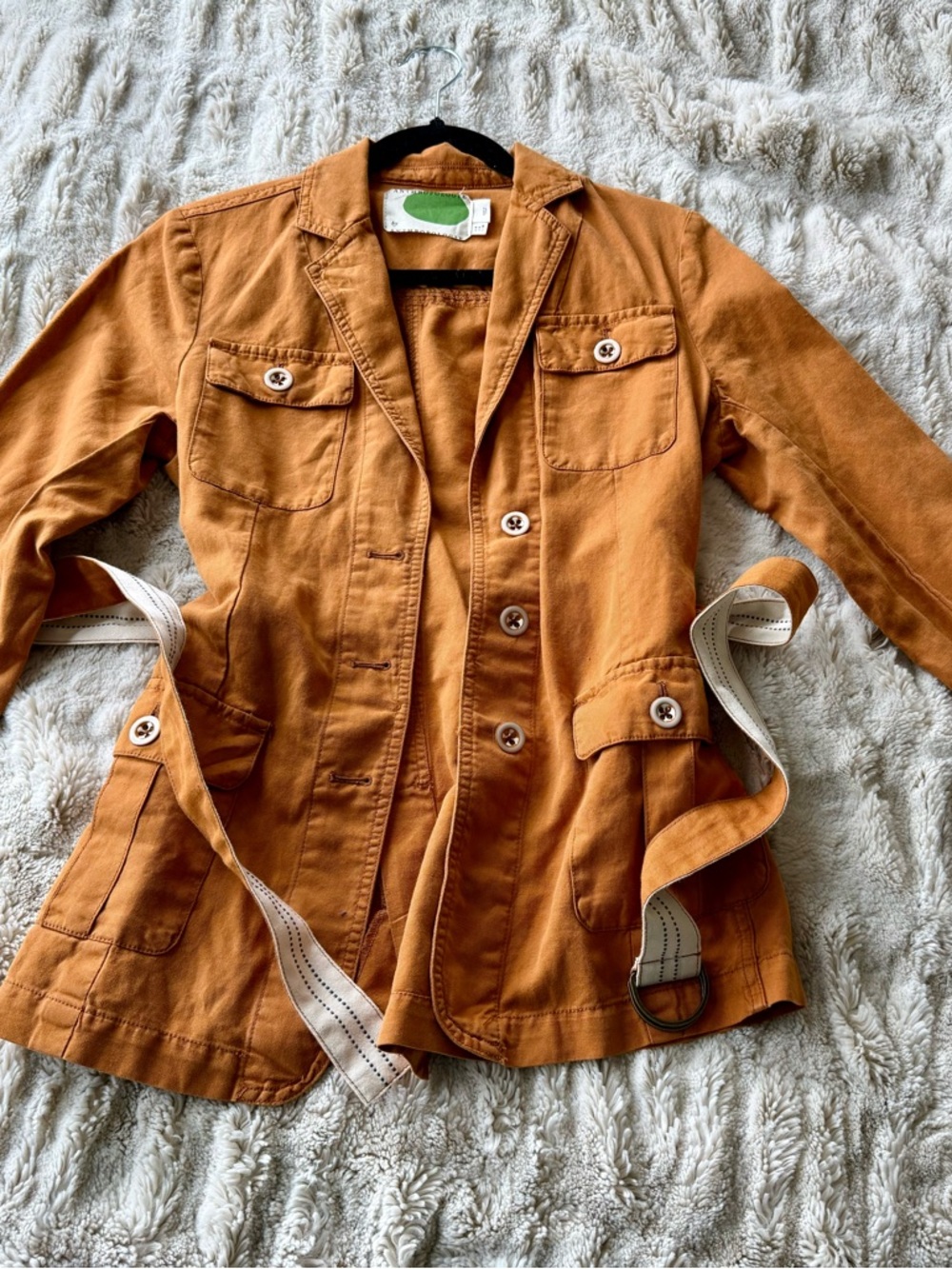 Anthropologie Burnt Orange Utility Jacket with Belt